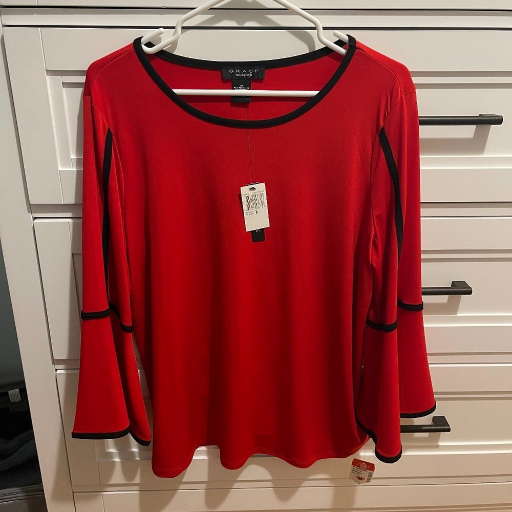 GRACE the perfect fit Red Blouse with Black Edges